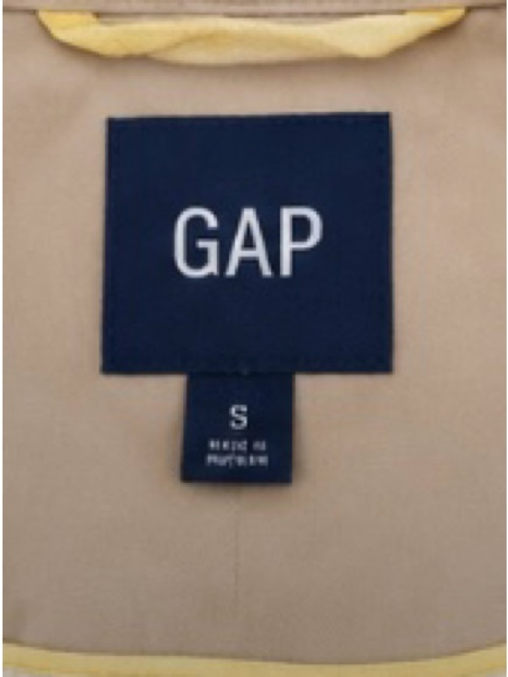 GAP Double Breasted Trench Coat Beige Khaki Belted Minimalist Jacket Small - Picture 6 of 6
